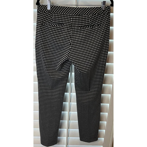 Express Columnist Pants Black & White Checkered Size 6R Slash Pockets Stretch‎ - Picture 2 of 8